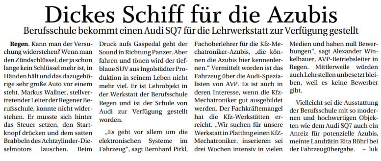 KFZ - Abteilung erhält neuen Audi SQ7