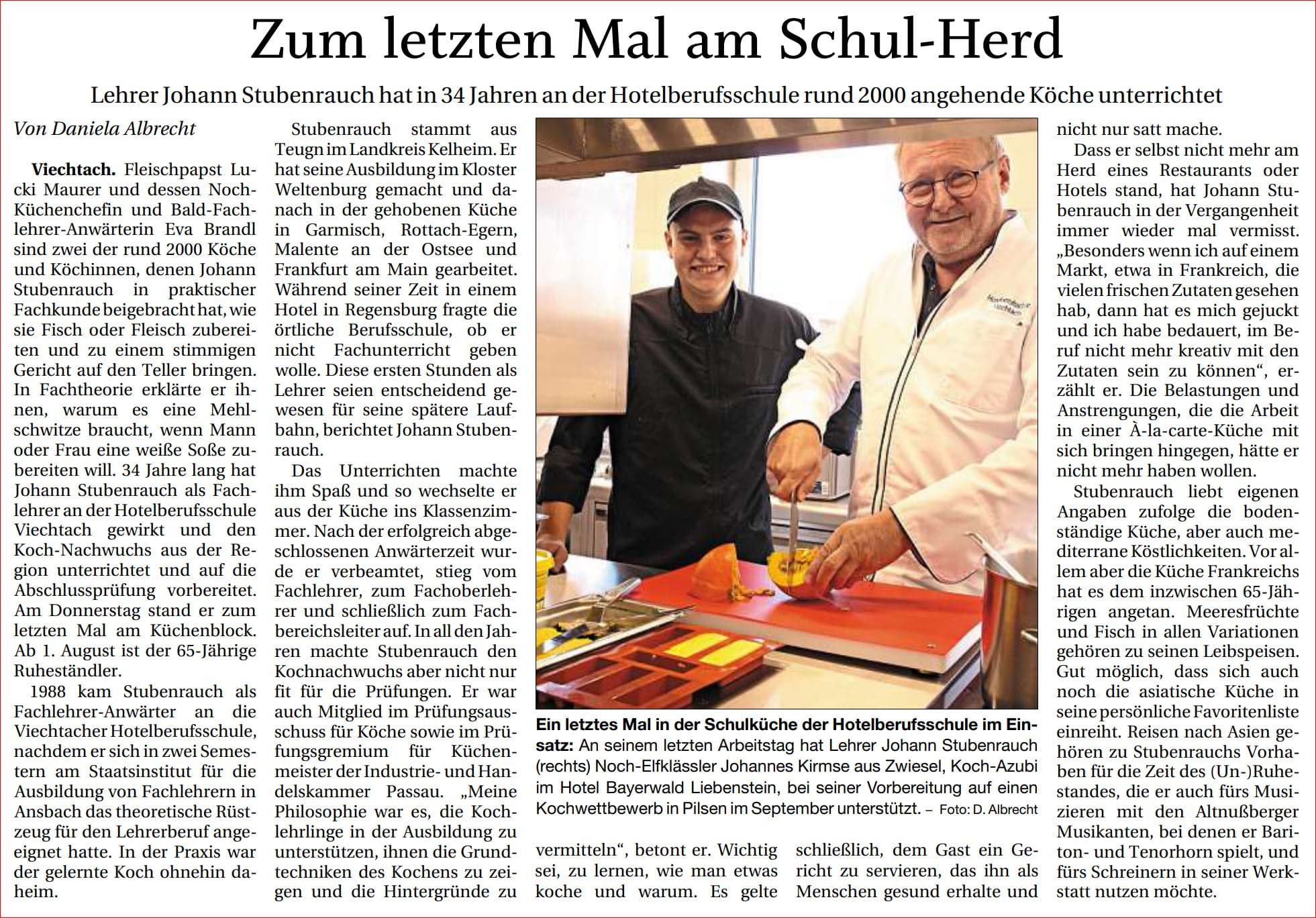 Eine Koch-Legende verlässt die Hotelberufsschule